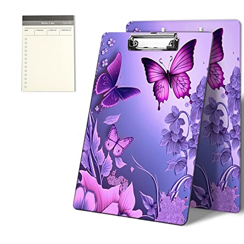 CGFGHHUY Klemmbretter mit niedlichem rosa Blumen und violettem Schmetterlingsmuster, 22,9 x 31,8 cm, mit flachem Metallclip, Klemmbrett für Studenten, Klassenzimmer, Büro, Damen, Herren, mit einem CGFGHHUY Klemmbretter mit niedlichem rosa Blumen und violettem Schmetterlingsmuster, 22,9 x 31,8 cm, mit flachem Metallclip, Klemmbrett für Studenten, Klassenzimmer, Büro, Damen, Herren, mit einem von CGFGHHUY