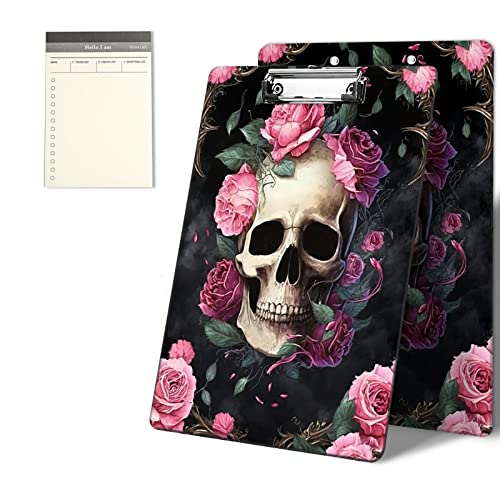 CGFGHHUY Klemmbretter mit niedlichem rosa Rosen-/Totenkopf-Muster, 22,9 x 31,8 cm, mit flachem Metallclip, Klemmbrett für Studenten, Klassenzimmer, Büro, Damen, Herren, mit einem CGFGHHUY Klemmbretter mit niedlichem rosa Rosen-/Totenkopf-Muster, 22,9 x 31,8 cm, mit flachem Metallclip, Klemmbrett für Studenten, Klassenzimmer, Büro, Damen, Herren, mit einem von CGFGHHUY
