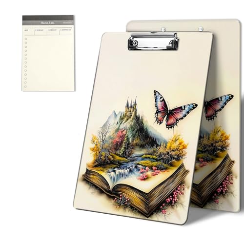 Klemmbretter mit Buch, Berge, Baum, Schmetterlinge, Muster, 22,9 x 31,8 cm, Standard-A4-Klemmbrett mit niedrigem Profil, Metallclip und To-Do-Notizblock für Schule, Büro, Zuhause und Studenten Klemmbretter mit Buch, Berge, Baum, Schmetterlinge, Muster, 22,9 x 31,8 cm, Standard-A4-Klemmbrett mit niedrigem Profil, Metallclip und To-Do-Notizblock für Schule, Büro, Zuhause und Studenten von CGFGHHUY