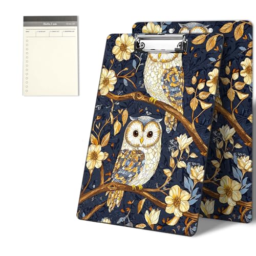 Klemmbretter mit Eulen-Blumenmuster, 22,9 x 31,8 cm, Standard-A4-Klemmbrett mit flachem Metallclip und To-Do-Notizblock für Schule, Büro, Zuhause und Studenten Klemmbretter mit Eulen-Blumenmuster, 22,9 x 31,8 cm, Standard-A4-Klemmbrett mit flachem Metallclip und To-Do-Notizblock für Schule, Büro, Zuhause und Studenten von CGFGHHUY