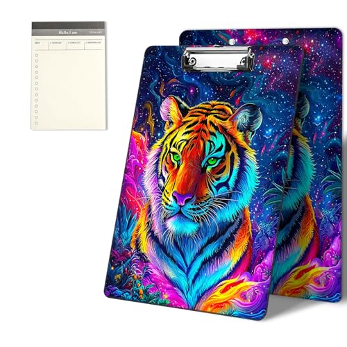 Klemmbretter mit Galaxie-Tiger-Muster, 22,9 x 31,8 cm, Standard-A4-Klemmbrett mit flachem Metallclip und To-Do-Notizblock für Schule, Büro, Zuhause und Studenten von CGFGHHUY