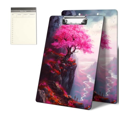 Klemmbretter mit Kirschblüten im Bergmuster-Design, 22,9 x 31,8 cm, Standard-A4-Klemmbrett mit flachem Metallclip und To-Do-Notizblock für Schule, Büro, Zuhause und Studenten Klemmbretter mit Kirschblüten im Bergmuster-Design, 22,9 x 31,8 cm, Standard-A4-Klemmbrett mit flachem Metallclip und To-Do-Notizblock für Schule, Büro, Zuhause und Studenten von CGFGHHUY
