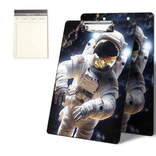 Klemmbretter mit Mann im Weltraum-Muster, 22,9 x 31,8 cm, Standard-A4-Klemmbrett mit flachem Metallclip und To-Do-Notizblock für Schule, Büro, Zuhause und Studenten Klemmbretter mit Mann im Weltraum-Muster, 22,9 x 31,8 cm, Standard-A4-Klemmbrett mit flachem Metallclip und To-Do-Notizblock für Schule, Büro, Zuhause und Studenten von CGFGHHUY