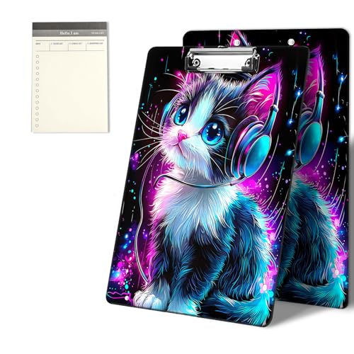 Klemmbretter mit Musik-Katzenmuster, 22,9 x 31,8 cm, Standard-A4-Klemmbrett mit flachem Metallclip und To-Do-Notizblock für Schule, Büro, Zuhause und Studenten Klemmbretter mit Musik-Katzenmuster, 22,9 x 31,8 cm, Standard-A4-Klemmbrett mit flachem Metallclip und To-Do-Notizblock für Schule, Büro, Zuhause und Studenten von CGFGHHUY