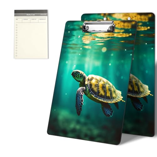 Klemmbretter mit Schildkröten im Meer, 22,9 x 31,8 cm, Standard-A4-Klemmbrett mit flachem Metallclip und To-Do-Notizblock für Schule, Büro, Zuhause und Studenten von CGFGHHUY