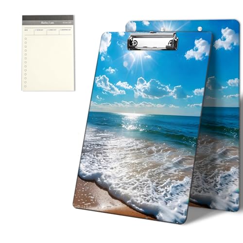 Klemmbretter mit Sonnen- und Strand-Muster, 22,9 x 31,8 cm, Standard-A4-Klemmbrett mit flachem Metallclip und To-Do-Notizblock für Schule, Büro, Zuhause und Studenten Klemmbretter mit Sonnen- und Strand-Muster, 22,9 x 31,8 cm, Standard-A4-Klemmbrett mit flachem Metallclip und To-Do-Notizblock für Schule, Büro, Zuhause und Studenten von CGFGHHUY