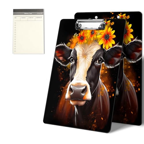Klemmbretter mit Sonnenblumen-Design, niedliches Kuh-Muster, 22,9 x 31,8 cm, Standard-A4-Klemmbrett mit niedrigem Profil, Metallclip und To-Do-Notizblock für Schule, Büro, Zuhause und Studenten Klemmbretter mit Sonnenblumen-Design, niedliches Kuh-Muster, 22,9 x 31,8 cm, Standard-A4-Klemmbrett mit niedrigem Profil, Metallclip und To-Do-Notizblock für Schule, Büro, Zuhause und Studenten von CGFGHHUY