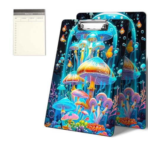 Klemmbretter mit buntem Pilzmuster, 22,9 x 31,8 cm, Standard-A4-Klemmbrett mit flachem Metallclip und To-Do-Notizblock für Schule, Büro, Zuhause und Studenten Klemmbretter mit buntem Pilzmuster, 22,9 x 31,8 cm, Standard-A4-Klemmbrett mit flachem Metallclip und To-Do-Notizblock für Schule, Büro, Zuhause und Studenten von CGFGHHUY