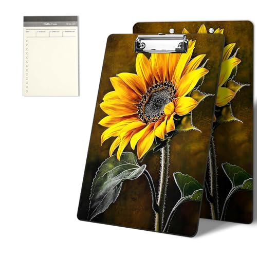 Klemmbretter mit gelbem Sonnenblumenmuster, 22,9 x 31,8 cm, Standard-A4-Klemmbrett mit niedrigem Profil, Metallclip und To-Do-Notizblock für Schule, Büro, Zuhause und Studenten Klemmbretter mit gelbem Sonnenblumenmuster, 22,9 x 31,8 cm, Standard-A4-Klemmbrett mit niedrigem Profil, Metallclip und To-Do-Notizblock für Schule, Büro, Zuhause und Studenten von CGFGHHUY