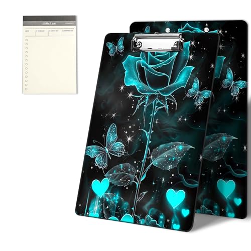 Klemmbretter mit grünen Rosen und Schmetterlingen, 22,9 x 31,8 cm, Standard-A4-Klemmbrett mit flachem Metallclip und To-Do-Notizblock für Schule, Büro, Zuhause und Studenten Klemmbretter mit grünen Rosen und Schmetterlingen, 22,9 x 31,8 cm, Standard-A4-Klemmbrett mit flachem Metallclip und To-Do-Notizblock für Schule, Büro, Zuhause und Studenten von CGFGHHUY