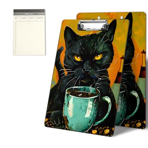 Klemmbretter mit niedlichem schwarzem Katzenmuster, 22,9 x 31,8 cm, Standard-A4-Klemmbrett mit flachem Metallclip und To-Do-Notizblock für Schule, Büro, Zuhause und Studenten Klemmbretter mit niedlichem schwarzem Katzenmuster, 22,9 x 31,8 cm, Standard-A4-Klemmbrett mit flachem Metallclip und To-Do-Notizblock für Schule, Büro, Zuhause und Studenten von CGFGHHUY