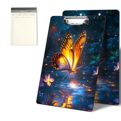Klemmbretter mit schönem Schmetterlings-Blumenmuster, 22,9 x 31,8 cm, Standard-A4-Klemmbrett mit flachem Metallclip und To-Do-Notizblock für Schule, Büro, Zuhause und Studenten Klemmbretter mit schönem Schmetterlings-Blumenmuster, 22,9 x 31,8 cm, Standard-A4-Klemmbrett mit flachem Metallclip und To-Do-Notizblock für Schule, Büro, Zuhause und Studenten von CGFGHHUY
