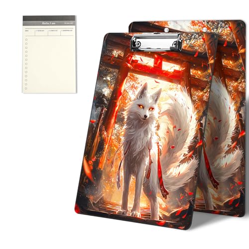 Klemmbretter mit weißem Fuchsmuster-Design, 22,9 x 31,8 cm, Standard-A4-Klemmbrett mit flachem Metallclip und To-Do-Notizblock für Schule, Büro, Zuhause und Studenten von CGFGHHUY