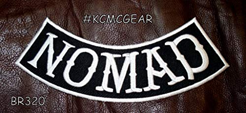 Nomad Patch Rocker 25,4 cm Größe Weiß auf Schwarz für Motorrad, Biker, Weste, Jacke, bestickte Aufnäher Nomad Patch Rocker 25,4 cm Größe Weiß auf Schwarz für Motorrad, Biker, Weste, Jacke, bestickte Aufnäher von CGI