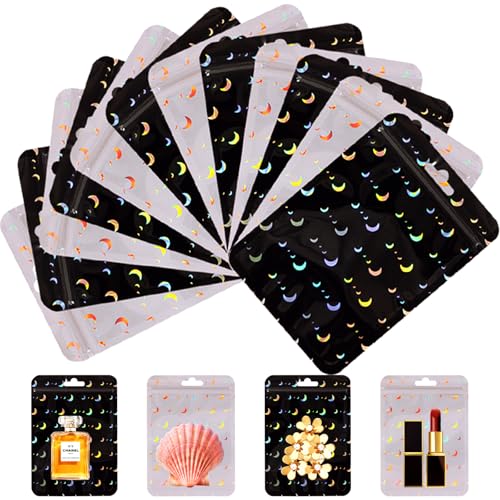 100 Stücke Holografische Beutel 10 x 15 cm Wiederverschließbare Holographische Selbstversiegelungssäcke mit Reißverschluss Reflektierende Stand-up-Beutel für Geschenkschmuck von CGLRybO