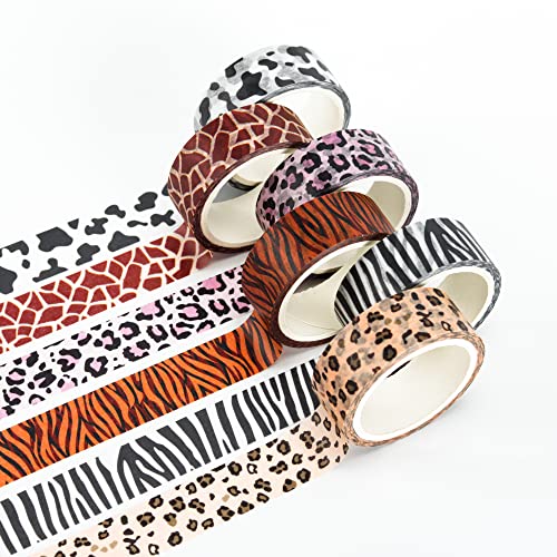 CGLRybO 6 Roll Washi Tape Set, Kreatives Papierband Tiermuster und Leopardenmuster Klebeband für Scrapbooking/Bullet/Geschenke, Basteln & Dekoration– Starke Haftkraft CGLRybO 6 Roll Washi Tape Set, Kreatives Papierband Tiermuster und Leopardenmuster Klebeband für Scrapbooking/Bullet/Geschenke, Basteln & Dekoration– Starke Haftkraft von CGLRybO