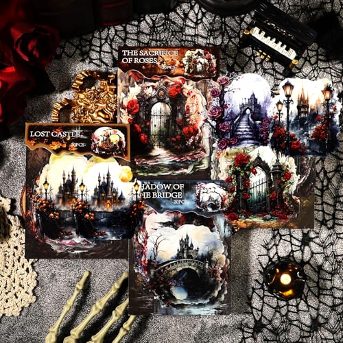 Scrapbook Aufkleber Set Gothic Vintage Scrapbook Zubehör Sticker, Schmetterling Blume Rahmen Aufkleber Dekoration für Scrapbooking, Bullet Journaling, Fotoalben, Laptop DIY von CGLRybO