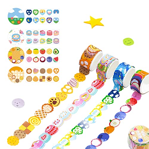 Washi Tape Set Masking Dekorative Aufkleber 400 Stück Washi Tape Sticker, Buntes Klebeband Masking Tape Kinder für Scrapbooking Bullet Journal DIY Handwerk, Geschenkdekoration Verpackung 4 Rollen von CGLRybO