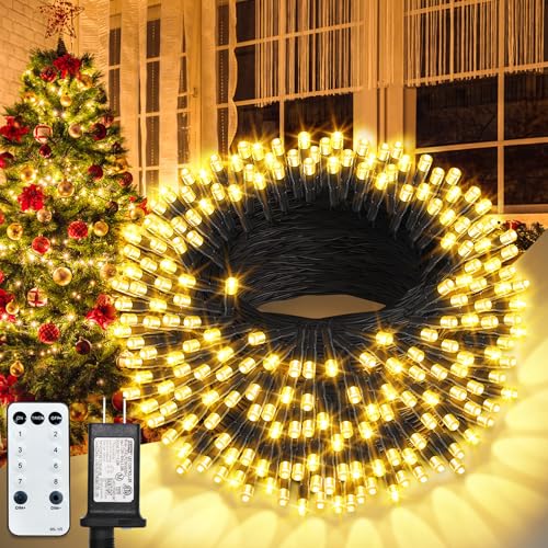 CGN Lichterkette außen 35M 300 LED Weihnachtsbeleuchtung innen mit Fernbedienung & Timer, 8 Modi IP65 wasserdicht Lichterkette Weihnachtsbaum, warmweiß Lichterkette aussen für Garten Balkon Hochzeit von CGN