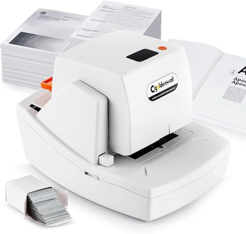 CGOLDENWALL Automatischer Hochleistungs-Elektrohefter, Kapazität 60–65 Blatt, staufreies flaches Heften, einstellbare Geschwindigkeit und Rand, 4000-Klammer-Kartusche von CGOLDENWALL