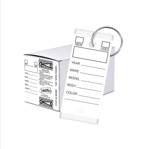 Versa-Autoschlüsselanhänger für Auto, LKW, Wohnmobil, Händler, 250 Stück pro Box, selbstschützendes laminiertes Papier, verchromter Spaltring, Weiß, Weiß Versa-Autoschlüsselanhänger für Auto, LKW, Wohnmobil, Händler, 250 Stück pro Box, selbstschützendes laminiertes Papier, verchromter Spaltring, Weiß, Weiß von CGP Products