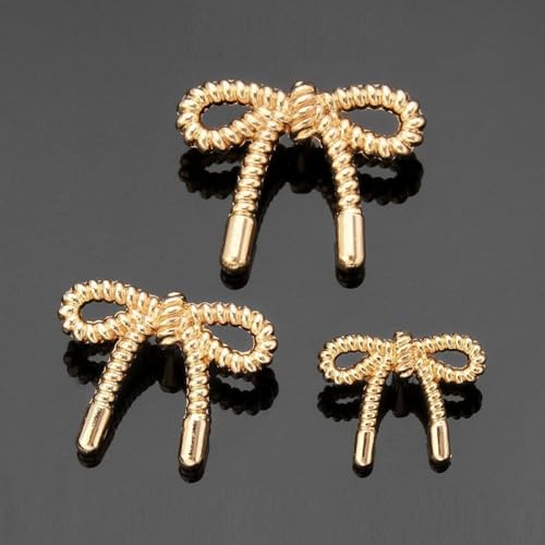 10 Stück Metallknöpfe mit Schleife und Schaft, modische dekorative Knöpfe zum Nähen, für Strickjacken, Mäntel, Kleidung, Bastelprojekte, Schwarz, 23 mm x 18 mm-Golden-23 mm x 18 mm von CGRYREH