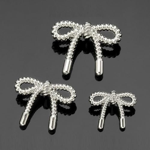 10 Stück Metallknöpfe mit Schleife und Schaft, modische dekorative Knöpfe zum Nähen, für Strickjacken, Mäntel, Kleidung, Bastelprojekte, Schwarz, 23 mm x 18 mm-Silber-15 mm x 12 mm 10 Stück Metallknöpfe mit Schleife und Schaft, modische dekorative Knöpfe zum Nähen, für Strickjacken, Mäntel, Kleidung, Bastelprojekte, Schwarz, 23 mm x 18 mm-Silber-15 mm x 12 mm von CGRYREH