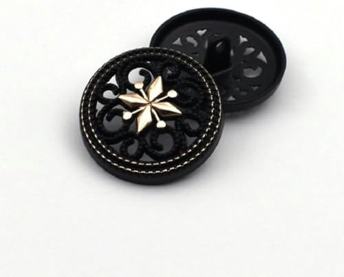 10 Stück schwarze runde Knöpfe mit Schaft, Anzugmantel, Strickjacke, Hohlknopf, Unisex-Kleidung, dekorativer Knopf, Silber, 20 mm-Gold-25 mm von CGRYREH