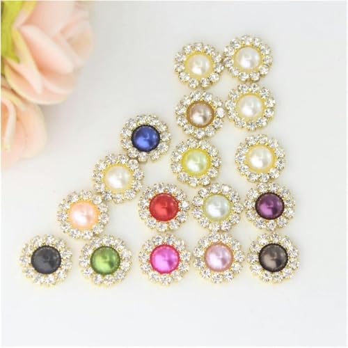 11 mm Strass-Perlen mit flacher Rückseite, bunte Perlen, zum Selbermachen, Verzierungen für Haare, dekorative Accessoires (Farbe: 12, Größe: Silber mit Schaft) – Silber mit Schaft, gemischte Far von CGRYREH