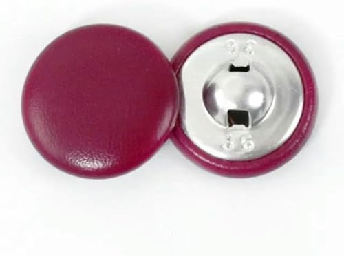 30 Stück 11–28 mm große, runde, mit Leder bezogene Knöpfe, DIY-Nähset mit Metallschaft für Schneider und Näher-JujubeRed-25 mm 30 Stück von CGRYREH
