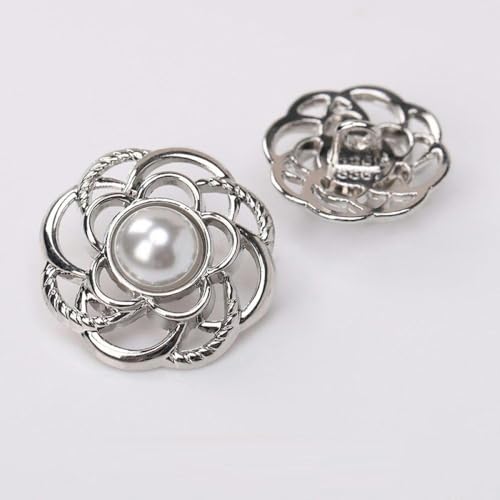 Knöpfe in Blumenform mit Schaft, Perlen-Dekoknopf für Damenkleidung, Strickjacken, Mäntel, Bastelprojekte, Silber, 22 mm, Silber, 18 mm, 20 Stück Knöpfe in Blumenform mit Schaft, Perlen-Dekoknopf für Damenkleidung, Strickjacken, Mäntel, Bastelprojekte, Silber, 22 mm, Silber, 18 mm, 20 Stück von CGRYREH