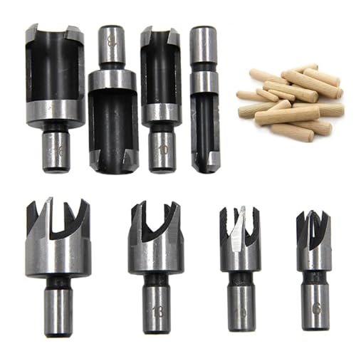 8pcs Holzstecker Cutter Carbon Stahl Stecker Cutter Set mit 1/4 3/8 1/2 5/8 Zoll Sechskant Shank Holzbearbeitungswerkzeuge von CGTQROVR
