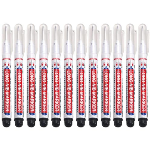 CGTQROVR 12pcs Long Nib Marker 20 mm langer Nasenmarker Schnelltrocknen wasserdichte Baustift zum Schweißen von Holzbearbeitung schwarz von CGTQROVR