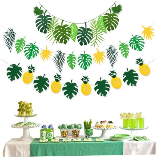 CGTQROVR Blatt Bunting grüne Tropische Palmblätter Girlande 2, 5m Dschungel Themenpartydekorationen ideal für Sommergeburtstag Dschungel 3pcs von CGTQROVR