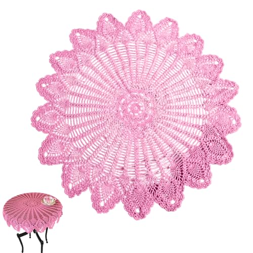 Lace Tisch Runner 33-35 Zoll runde Häkeltisch Läufer Wellenkanten Hohlmuster Dilies für Tische Kommode Sideboard Protector Party Hochzeitshäuser Dekoration von CGTQROVR