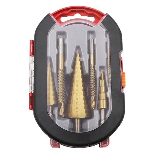 Twist & Step Drill Bit Set 6 Größe Lenkungstahl Titan-Bohrbohrbit Set für Metallbearbeitungsholzbearbeitungslochbohrungen von CGTQROVR