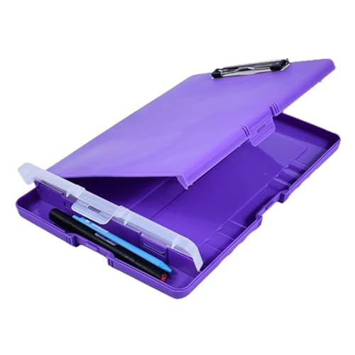 Klemmbretter 2 stücke Zwischenablage Tragbare Datei Fall Mit Datei Zwischenablage Stift Box Dokument Datei Ordner for Büro Für die Ablage von Dokumenten(Purple) von CGUOHU