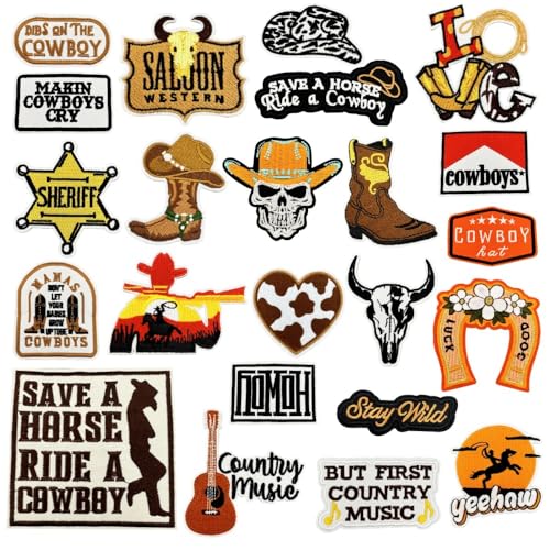 CGVG 23 PCS Western Cowboy Aufnäher Cowboy Bügelbilder Cow Boy Patches zum Aufbügeln oder Aufnähen Flicken zum Aufbügeln für Kleidung Jeans Jack Hüte Taschen DIY CGVG 23 PCS Western Cowboy Aufnäher Cowboy Bügelbilder Cow Boy Patches zum Aufbügeln oder Aufnähen Flicken zum Aufbügeln für Kleidung Jeans Jack Hüte Taschen DIY von CGVG