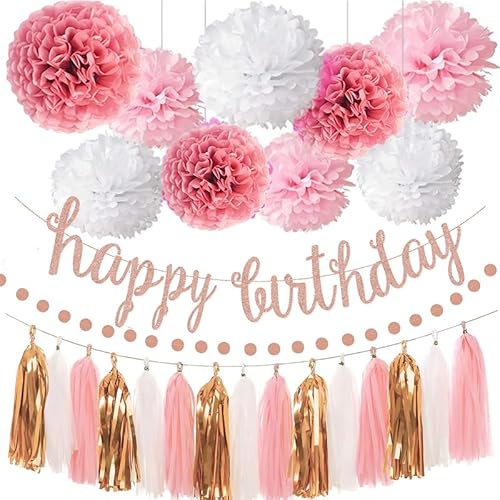 CGVG Bunte Party-Dekorationen, Papierdekorationen, hängende Papierfächer, Seiden-Pompons, Kreis-Papiergirlande, dreieckige Wimpel für mexikanische Party, Geburtstag, Karneval, Hochzeit (Roségold und CGVG Bunte Party-Dekorationen, Papierdekorationen, hängende Papierfächer, Seiden-Pompons, Kreis-Papiergirlande, dreieckige Wimpel für mexikanische Party, Geburtstag, Karneval, Hochzeit (Roségold und von CGVG