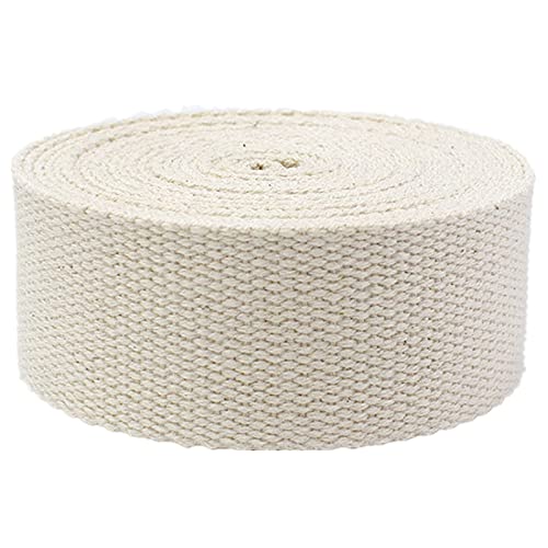 CHAASDEOM Bandwebe Baumwoll-Gurtband for Taschen, 20 mm, Polster-Gurtband for Rucksäcke, Rucksäcke, Gepäck-Frachtumreifung(Beige,20MM x 10Yard) von CHAASDEOM