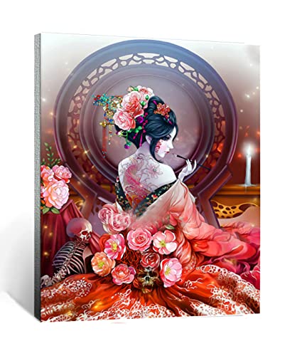 CHAHU DIY Malen nach Zahlen-Ölgemälde Geschenk für Erwachsene Kinder Japanische Geisha-Frau Malen Nach Zahlen Kits Wohnzimmer Schlafzimmer Wanddekoration 16 * 20inch(Rahmenlos) von CHAHU