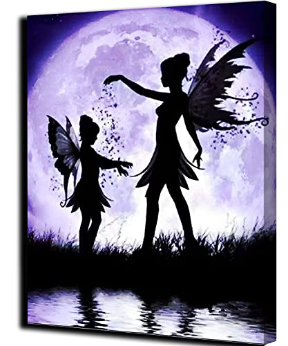 CHAHU nach Zahlen Fee Mond Engel Elf Mädchen Für Erwachsene und Kinder DIY Ölgemälde Geschenk-Kits Vorgedruckte Leinwand Kunst Home Decoration 16x20 Zoll rahmenlos von CHAHU