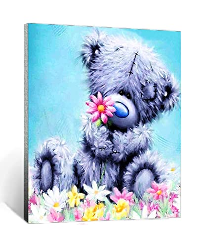 CHAHU Malen nach Zahlen grauer Teddy Kits für Anfänger Erwachsene DIY Art Decor Handgemalte Malerei nach Zahlen Kreatives Geschenk Home Decoration 16x20 Zoll rahmenlos von CHAHU