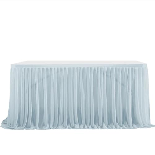 CHAKEUZND Tischdecke für Party-Desserttisch, Chiffon-Party-Tischrock for Hochzeit, Mehrfarbig, mehrere Größen(Grey Blue,77x183cm 6FT) von CHAKEUZND
