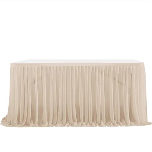 CHAKEUZND Tischdecke für Party-Desserttisch, Party-Tischrock, Mehrfarbig, mehrere Größen(Beige,4FT L1.22mXH0.75m) von CHAKEUZND
