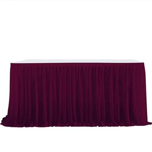 CHAKEUZND Tischdecke für Party-Desserttisch, Party-Tischrock, Mehrfarbig, mehrere Größen(Wine Red,6FT L1.83mXH0.75m) von CHAKEUZND
