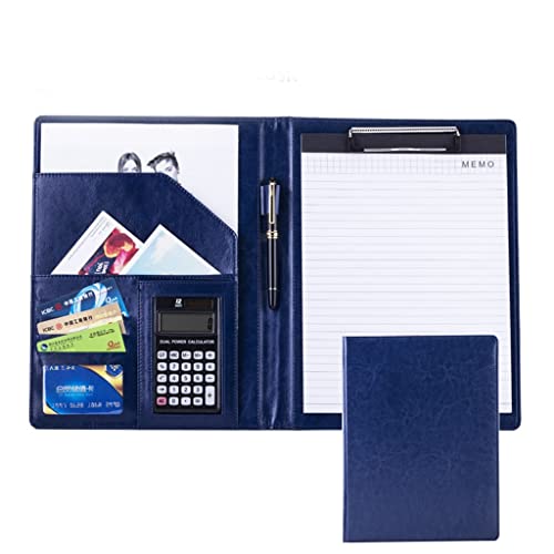Persönlicher Terminplaner-Ordner, Halter Ring Datei Dokument Fall Multi Pocket und Legal Pad for Business Organizer Interview und Meeting(Blue,12digit calculator) von CHAKEUZND