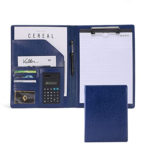 Persönlicher Terminplaner-Ordner, Halter Ring Datei Dokument Fall Multi Pocket und Legal Pad for Business Organizer Interview und Meeting(Blue,8 digit calculator) von CHAKEUZND