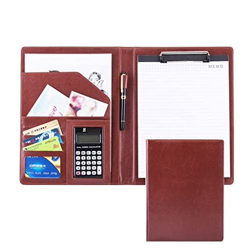 Persönlicher Terminplaner-Ordner, Halter Ring Datei Dokument Fall Multi Pocket und Legal Pad for Business Organizer Interview und Meeting(Brown,12digit calculator) von CHAKEUZND