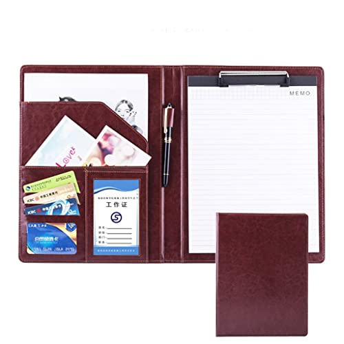 Persönlicher Terminplaner-Ordner, Halter Ring Datei Dokument Fall Multi Pocket und Legal Pad for Business Organizer Interview und Meeting(Dark brown,No calculator) von CHAKEUZND